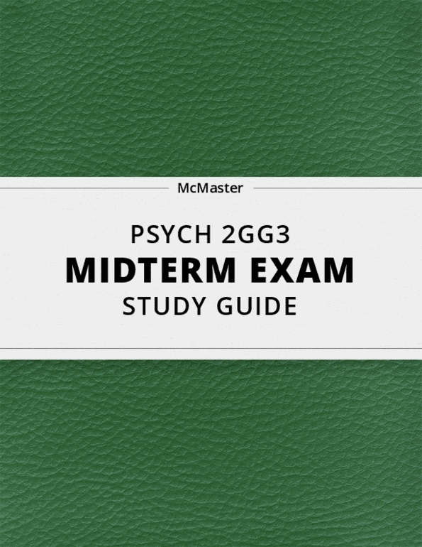 PSYCH 2GG3 Midterm Exam Guide Comprehensive Notes For The Exam 78