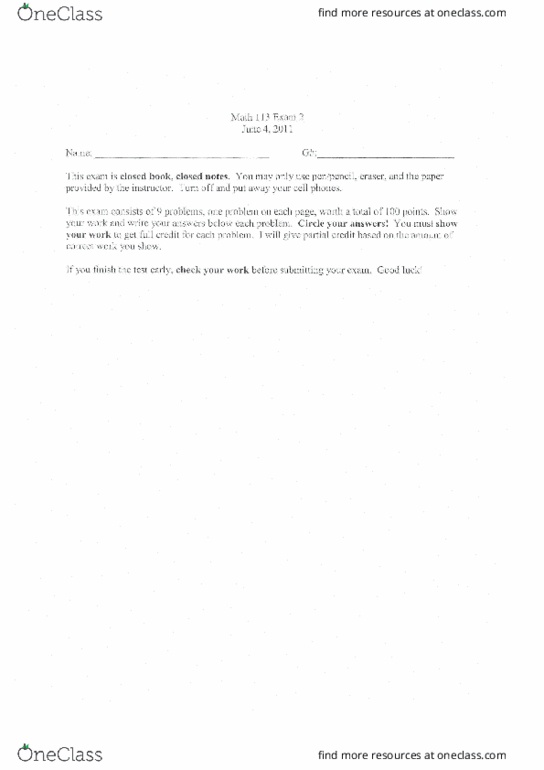 Math 113 Practice Problems