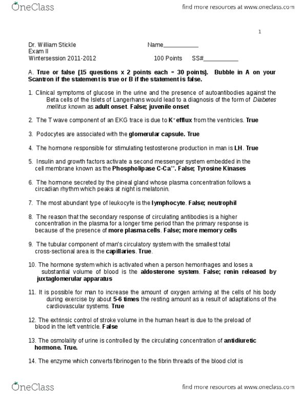 Biol Midterm Biol Sample Exam Oneclass