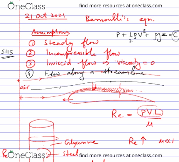 FLUID MECHANICS Lecture Lecture October 21 OneClass