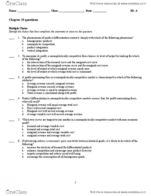 Ecn Quiz Ecn Chapter Practice Test Oneclass