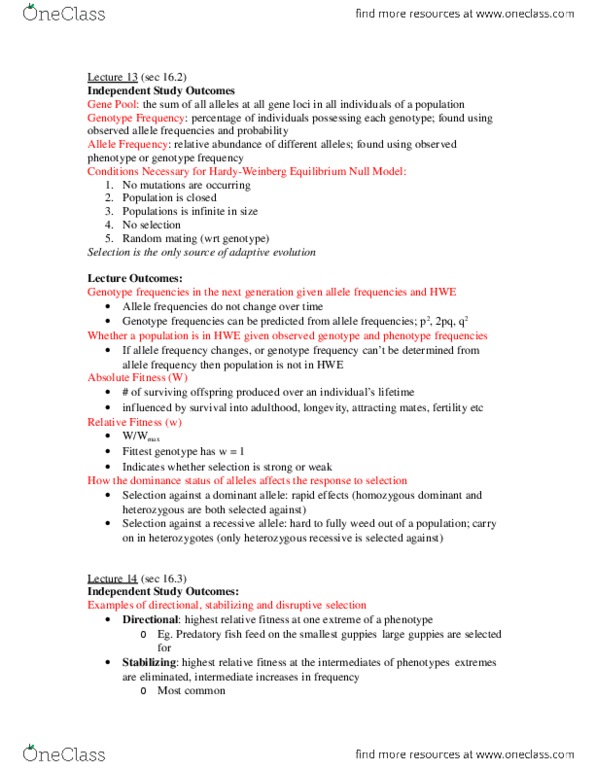 Biology A Midterm Lecture Outcomes Since Midterm Docx Oneclass