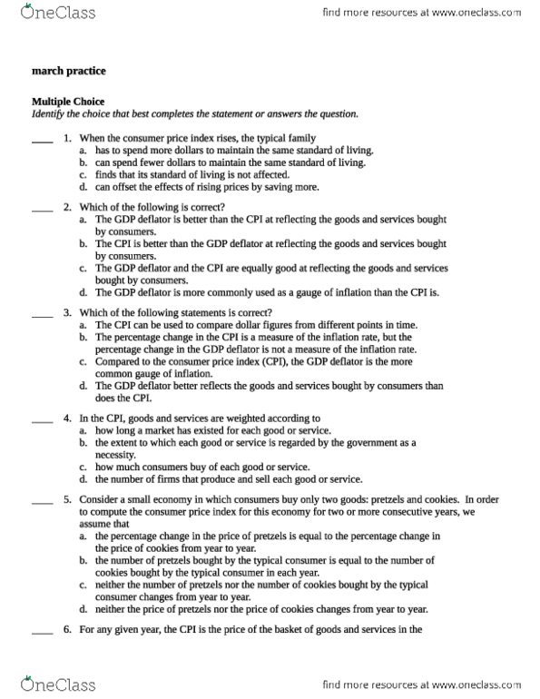 Econ Midterm Econ Exam Review On The Test Oneclass