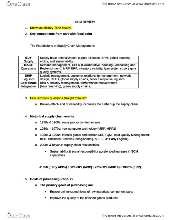 SCM 3301 Midterm SCM Review Exam 1 Got 94 In The Course OneClass