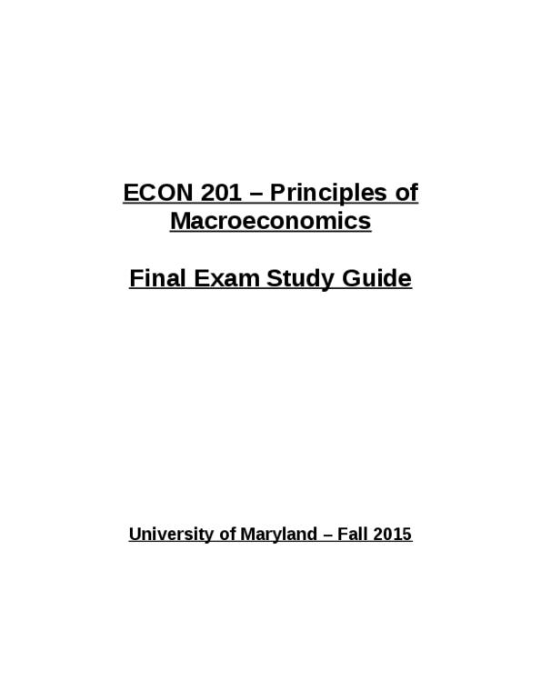 Econ Final Complete And Comprehensive Page Final Exam Study