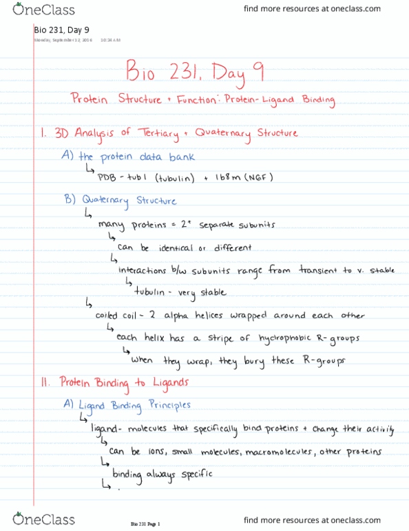 BIOL 23100 Lecture 9: Protein Structure and Function: Protein-Ligand Binding thumbnail