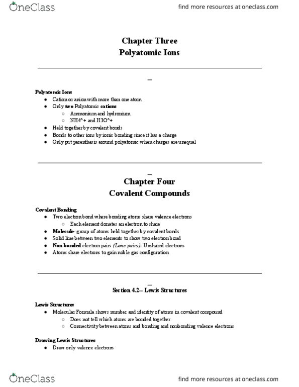 CHEM 101A Lecture Notes - Lecture 4: Sulfur, Main-Group Element, Valence Electron thumbnail