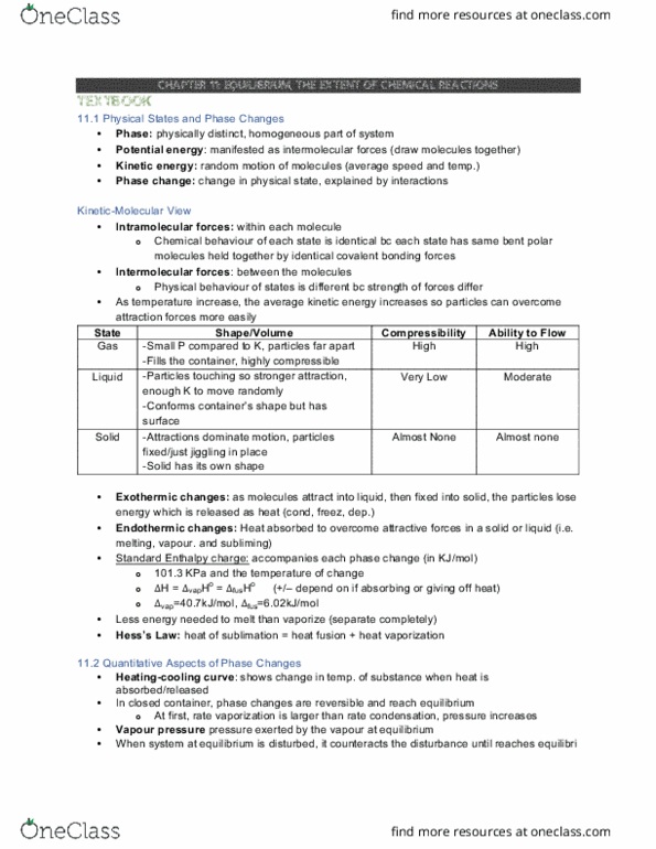 CHEM 120 Chapter Notes - Chapter 11: Atomic Orbital, Molar Mass, Heat Capacity thumbnail