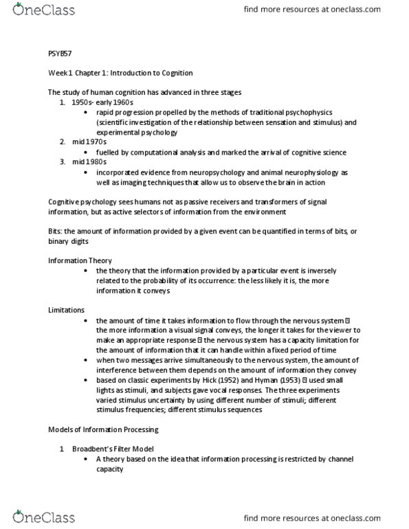 PSYB57H3 Chapter Notes - Chapter 1: Ethology, Metacognition, Computer Data Storage thumbnail