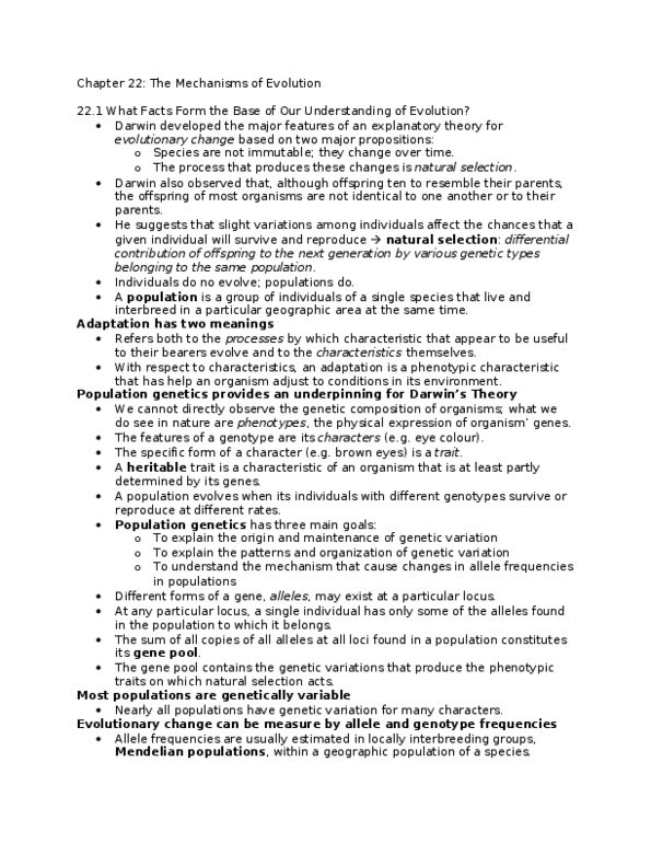 BIOL 1601 Lecture Notes - Allele Frequency, Genotype Frequency, Genetic Drift thumbnail