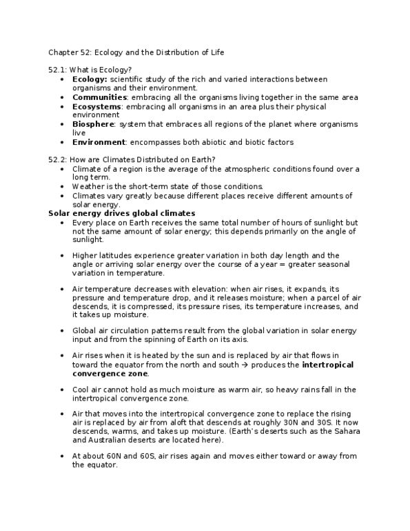 BIOL 1601 Lecture Notes - Intertropical Convergence Zone, Alpine Tundra, Cool Air thumbnail