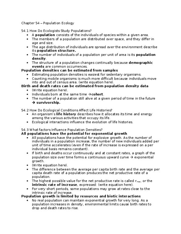 BIOL 1601 Lecture Notes - Exponential Growth, Logistic Function, Metapopulation thumbnail