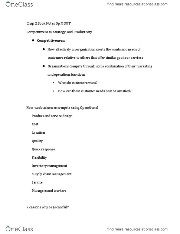 DSCI 304 Chapter Notes - Chapter 1: Service Design, Internal Communications, Market Environment thumbnail