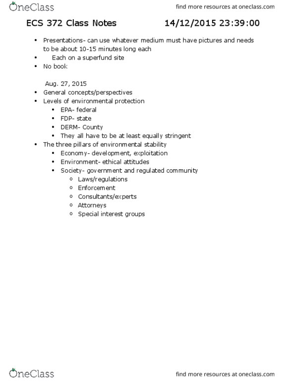 ECS 372 Lecture Notes - Lecture 1: Pesticide Application, Mineral Oil, Ethylbenzene thumbnail