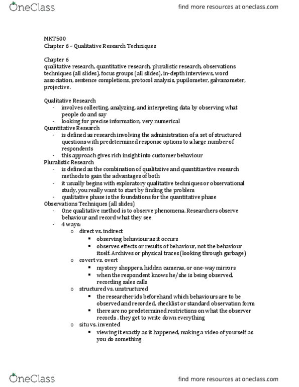 MKT 500 Chapter Notes - Chapter 6: Mystery Shopping, Pupilometer, Galvanometer thumbnail