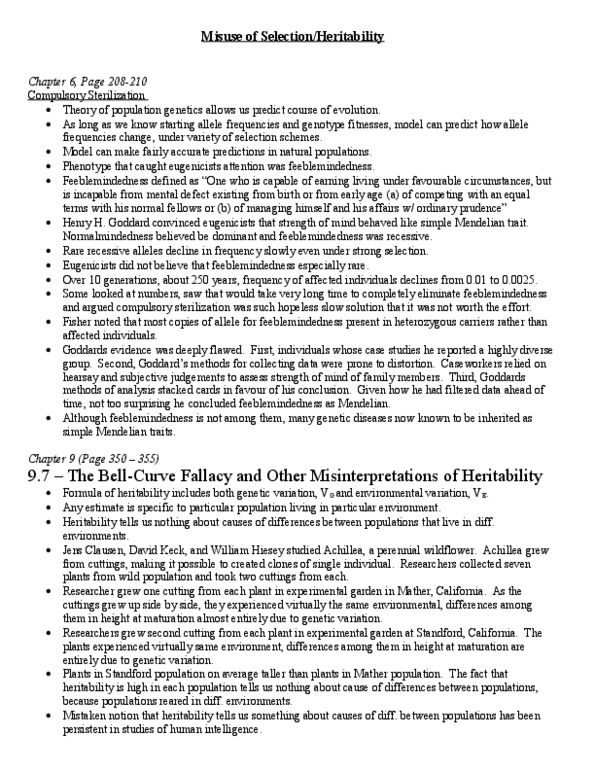 BIOL 2070 Lecture Notes - Jens Clausen, Allele Frequency, Heritability thumbnail