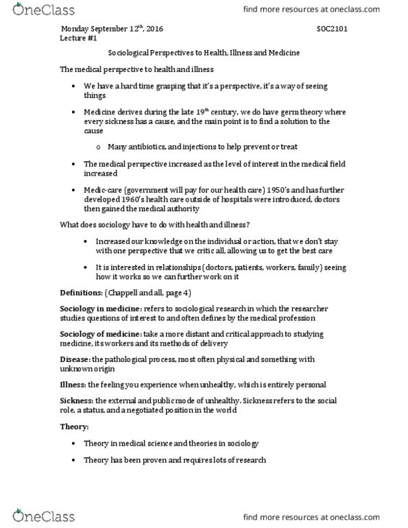 SOC 2101 Lecture Notes - Lecture 1: Structural Functionalism, Smoothness, Talcott Parsons thumbnail