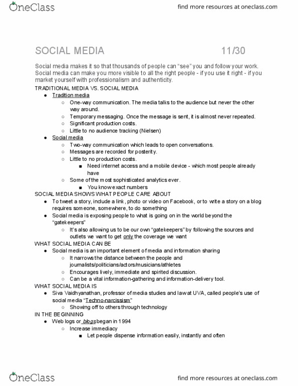 RTV 2100 Lecture Notes - Lecture 18: Sitaonair, Wayne Rooney, Snapchat thumbnail
