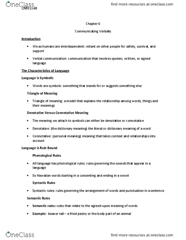 CMN 1148 Chapter Notes - Chapter 6: Policy Of Deliberate Ambiguity, Linguistic Determinism, Linguistics thumbnail