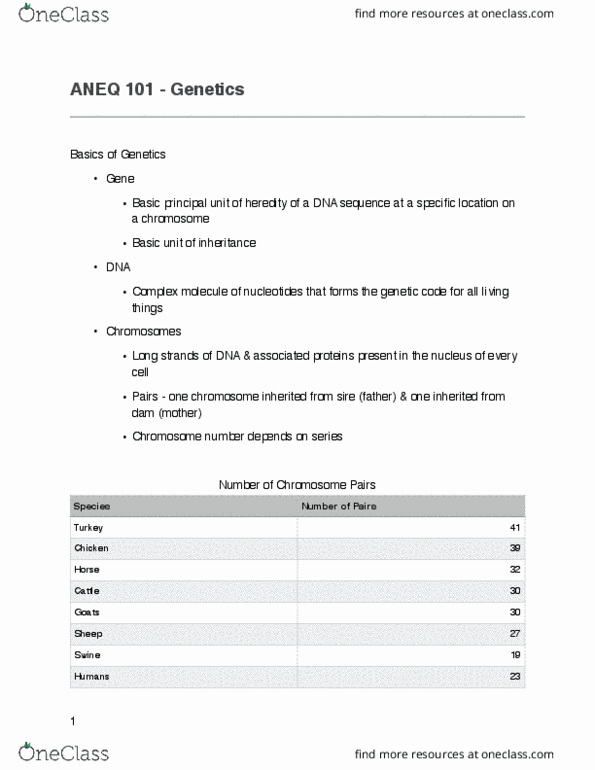 ANEQ 101 Lecture Notes - Lecture 3: Germ Cell, Mendelian Inheritance, Birth Weight thumbnail