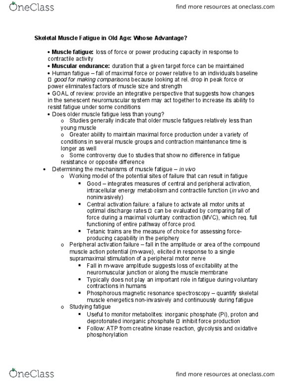 PHYSCI 111A Chapter Notes - Chapter 6: Muscle Fatigue, Neuromuscular Junction, Specific Strength thumbnail