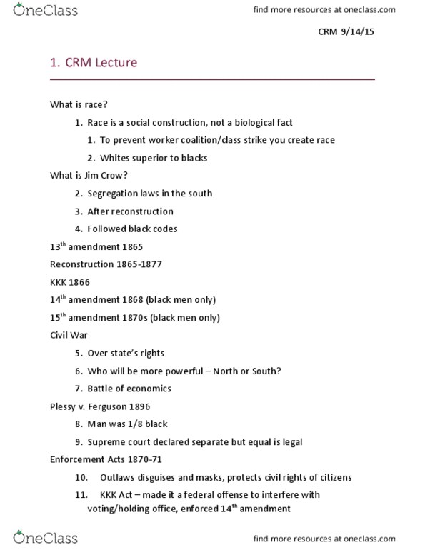 AFROAM 236 Lecture Notes - Lecture 1: Historically Black Colleges And Universities, Ida B. Wells thumbnail