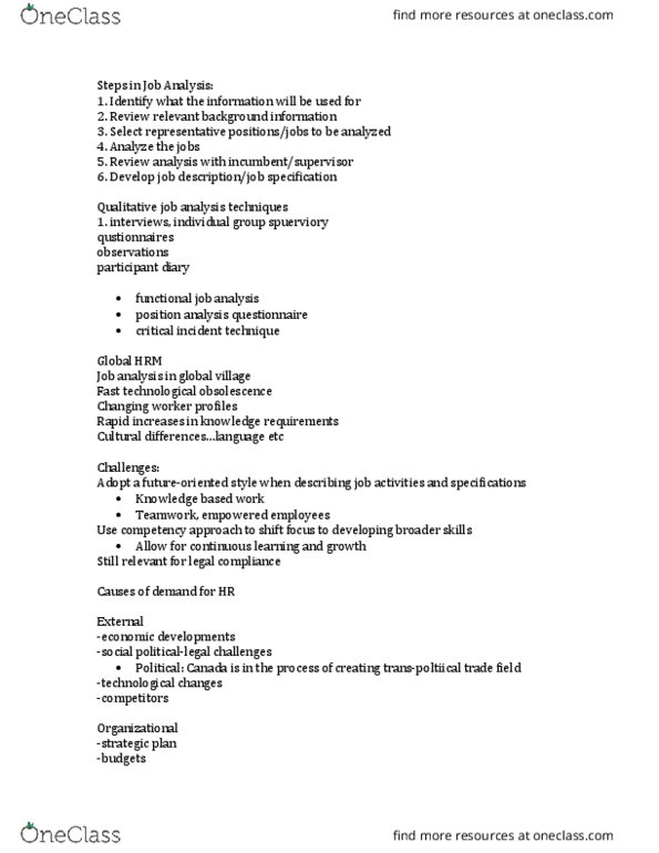 BU354 Lecture Notes - Lecture 6: Critical Incident Technique, Job Analysis thumbnail