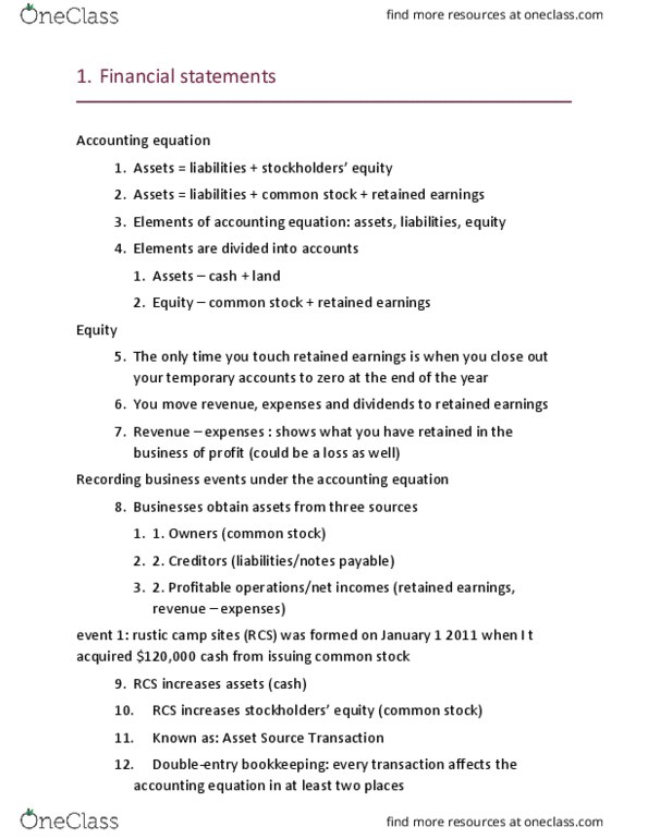 ACCOUNTG 221 Lecture Notes - Lecture 2: Retained Earnings, Accounting Equation, Promissory Note thumbnail