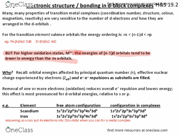 CHEM 324 Lecture Notes - Lecture 5: Coordination Complex, Effective Nuclear Charge, Battletech thumbnail