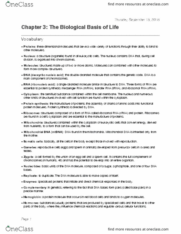 ANT 301 Chapter Notes - Chapter 3: Polymerase Chain Reaction, Noncoding Dna, Messenger Rna thumbnail