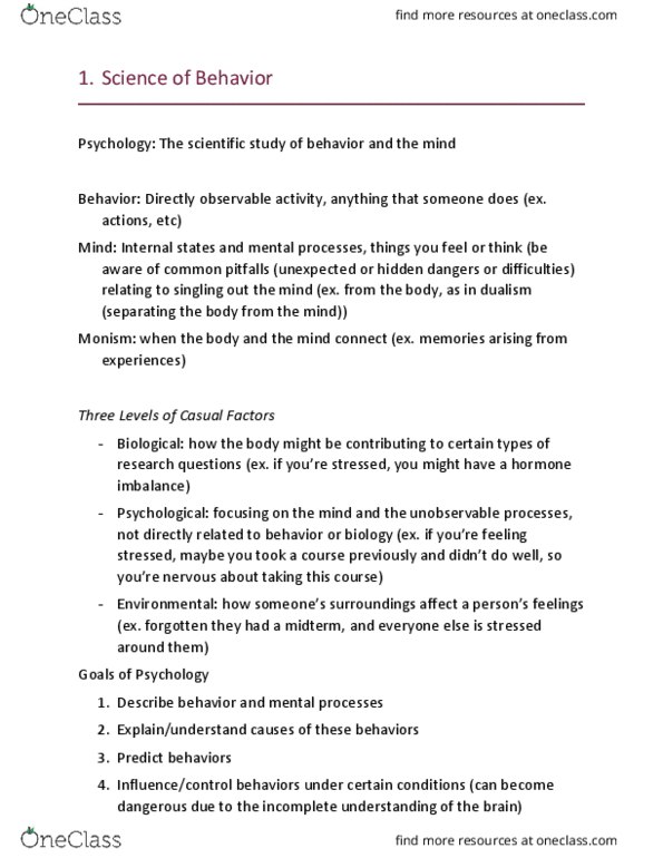 PSYCO104 Lecture Notes - Lecture 2: Monism, Folk Psychology thumbnail