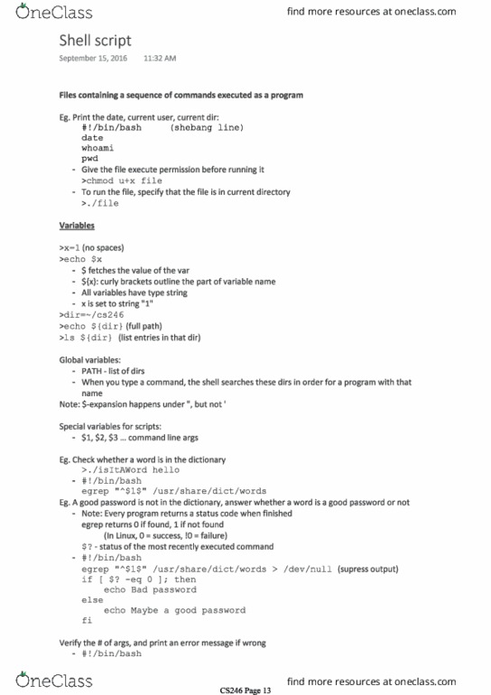 CS246 Lecture Notes - Lecture 4: Grep, Shell Script, Awk thumbnail