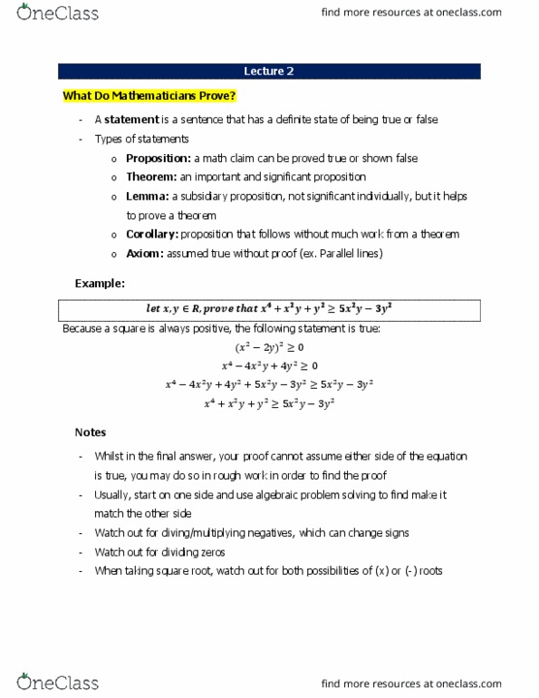 MATH135 Lecture 2: Statements, Equations, Inequalities thumbnail