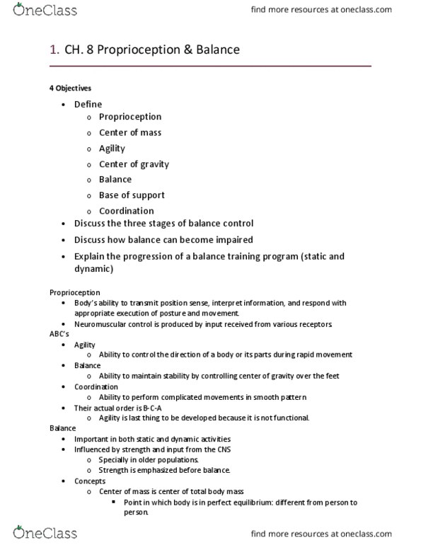 KNES 377 Lecture Notes - Lecture 5: Proprioception, Cerebral Cortex, Gastrocnemius Muscle thumbnail