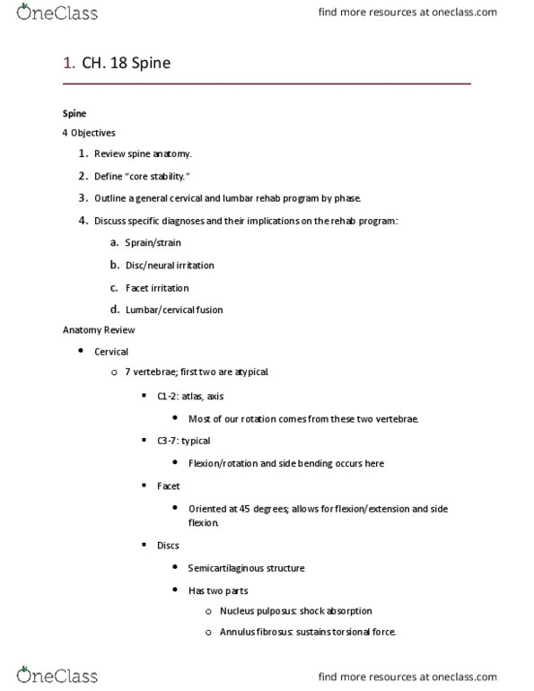 KNES 377 Lecture Notes - Lecture 7: Cervical Vertebrae, Pelvic Floor, Longus Colli Muscle thumbnail