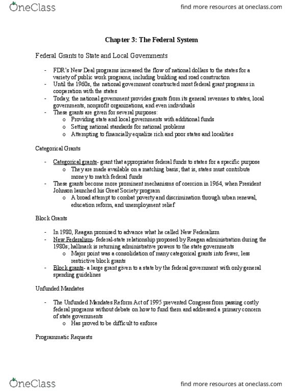 GOVT-110 FA4 Chapter Notes - Chapter 3: New Federalism, Urban Renewal thumbnail