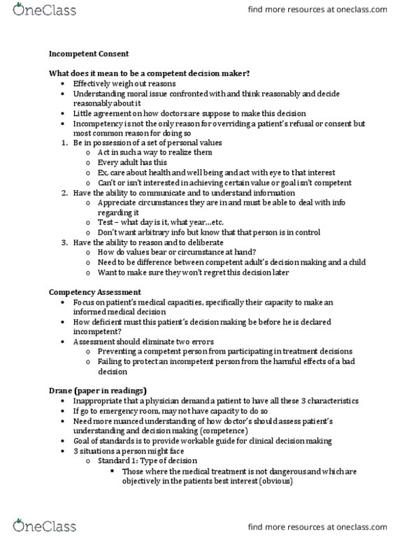 PHILOS 2D03 Lecture Notes - Lecture 8: Healthcare Proxy, Mood Disorder, Personality Disorder thumbnail