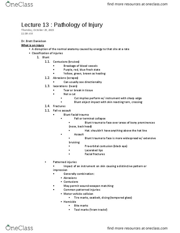 FSC239Y5 Lecture Notes - Lecture 13: Blunt Trauma, Traffic Collision, Facial Trauma thumbnail