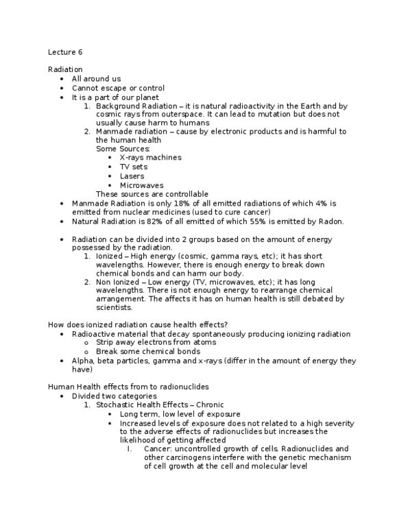 BIO 1109 Lecture Notes - Lecture 6: Microcephaly, Acute Radiation Syndrome, Burn thumbnail