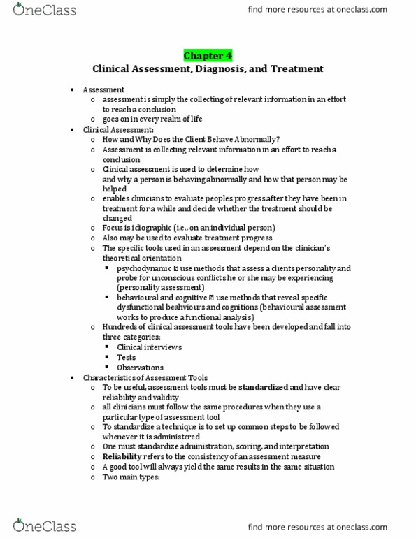 PSYCO239 Lecture Notes - Lecture 3: Beck Depression Inventory, Thematic Apperception Test, Neuropsychological Test thumbnail