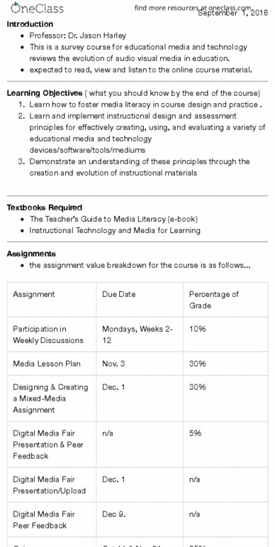 EDIT488 Lecture Notes - Lecture 1: Penny Dreadful, Instructional Design, Webcam thumbnail