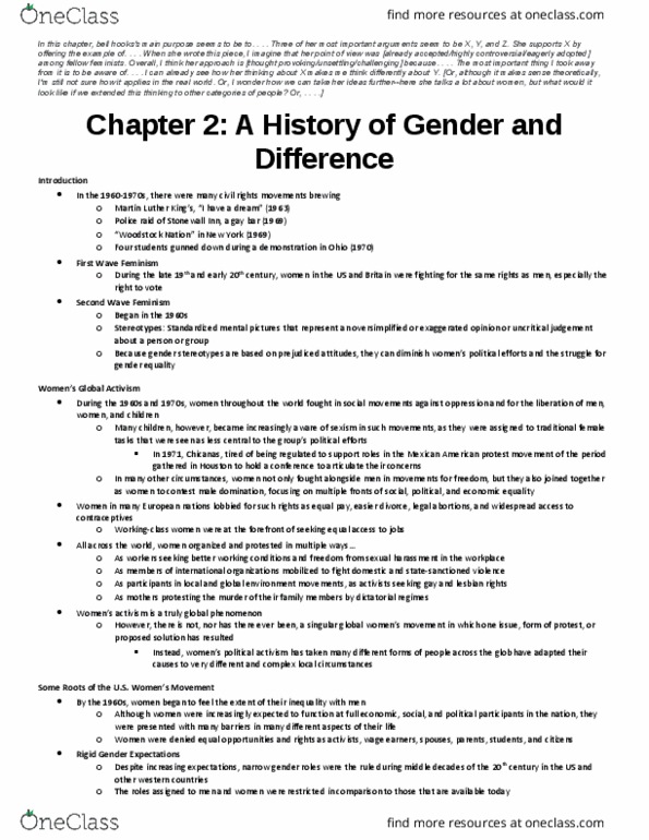 ANTHR310 Chapter Notes - Chapter 2: Second-Wave Feminism, Gay Bar, Mexican Americans thumbnail