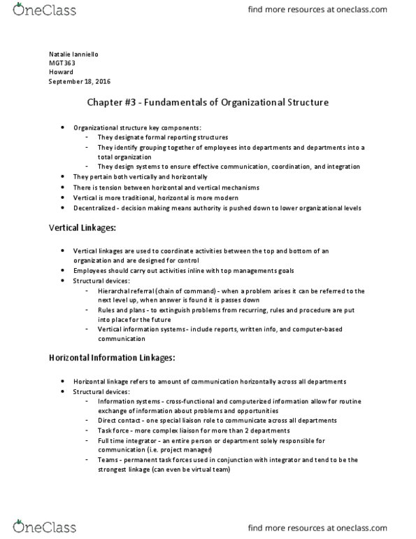 MGT363H5 Chapter Notes - Chapter 3: Strategic Business Unit, Virtual Team, Organizational Chart thumbnail