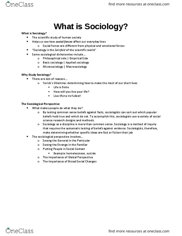 SOC100 Lecture Notes - Lecture 1: Public Sociology, Microsociology, Macrosociology thumbnail