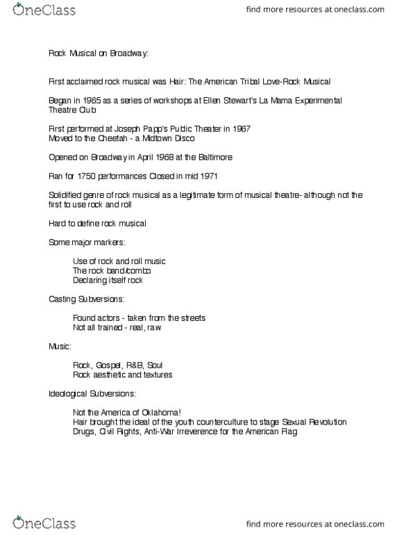 Music 2701A/B Lecture Notes - Lecture 3: New York Theatre Workshop, Jonathan Larson, Tick, Tick... Boom! thumbnail