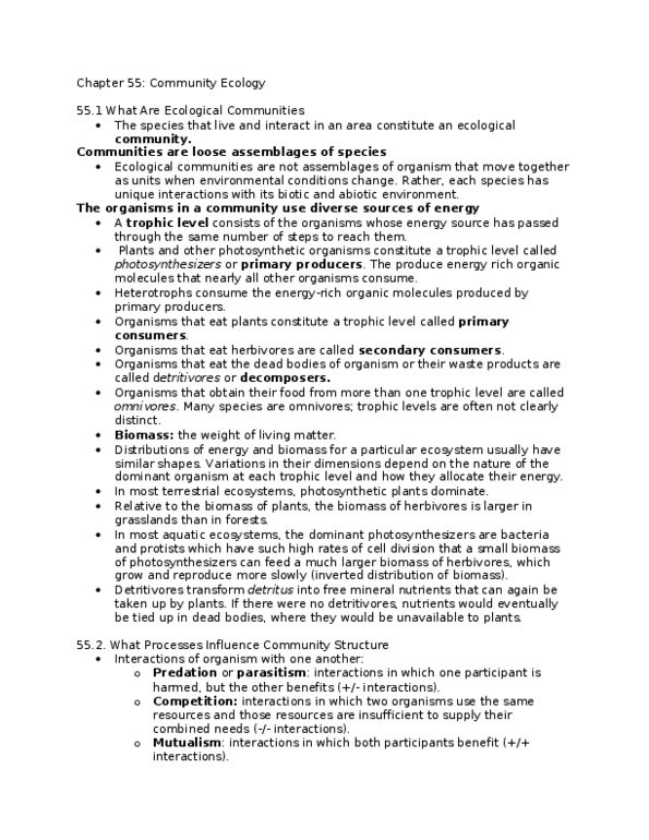 BIOL 315 Lecture Notes - Detritivore, Species Richness, Directional Selection thumbnail