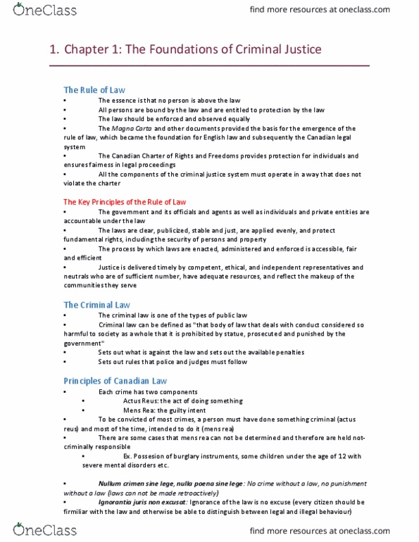 Sociology 2253A/B Chapter Notes - Chapter 1: Nulla Poena Sine Lege, Actus Reus, Precedent thumbnail