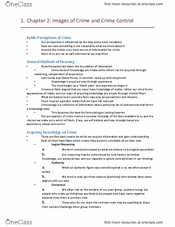 Sociology 2266A/B Chapter Notes - Chapter 2: Young Offenders Act, Immanuel Kant, Tabula Rasa thumbnail