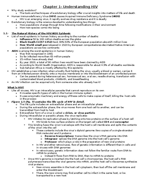 BIO 1109 Chapter Notes - Chapter 1: Simian Immunodeficiency Virus, T Helper Cell, Memory T Cell thumbnail