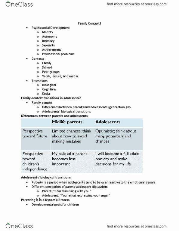 HDF 306 Lecture Notes - Lecture 3: Diana Baumrind, Puberty, Parenting Styles thumbnail